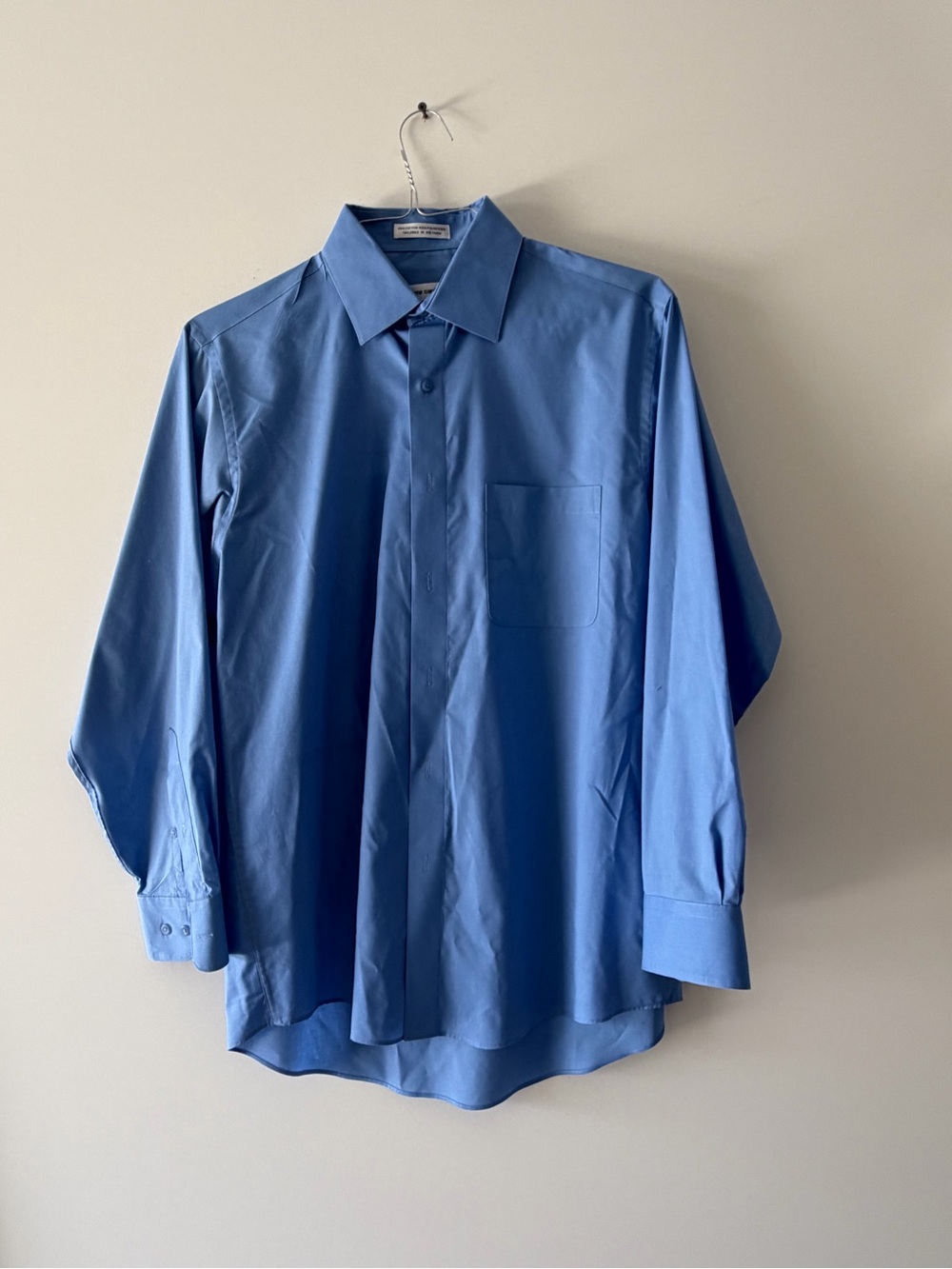 Pierre Cardin Men's Classic Blue Dress Shirt with Chest Pocket